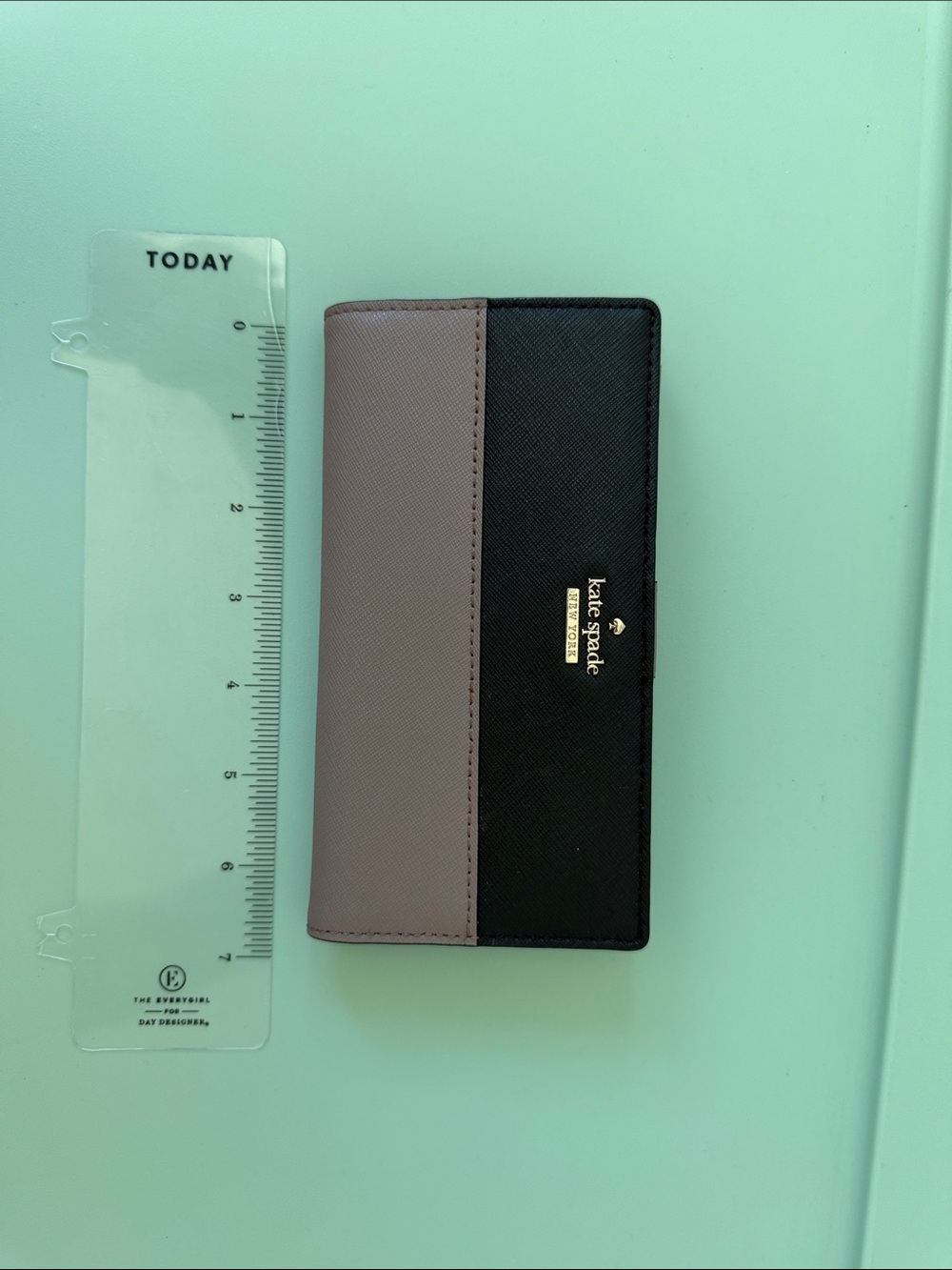 kate spade two-tone continental wallet - black & taupe